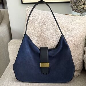 J. Crew Navy Blue Hobo Bag with Black Strap